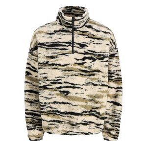 Jack And Jones Mens Teddy Fleece Half Zip Sweatshirt / Oatmeal